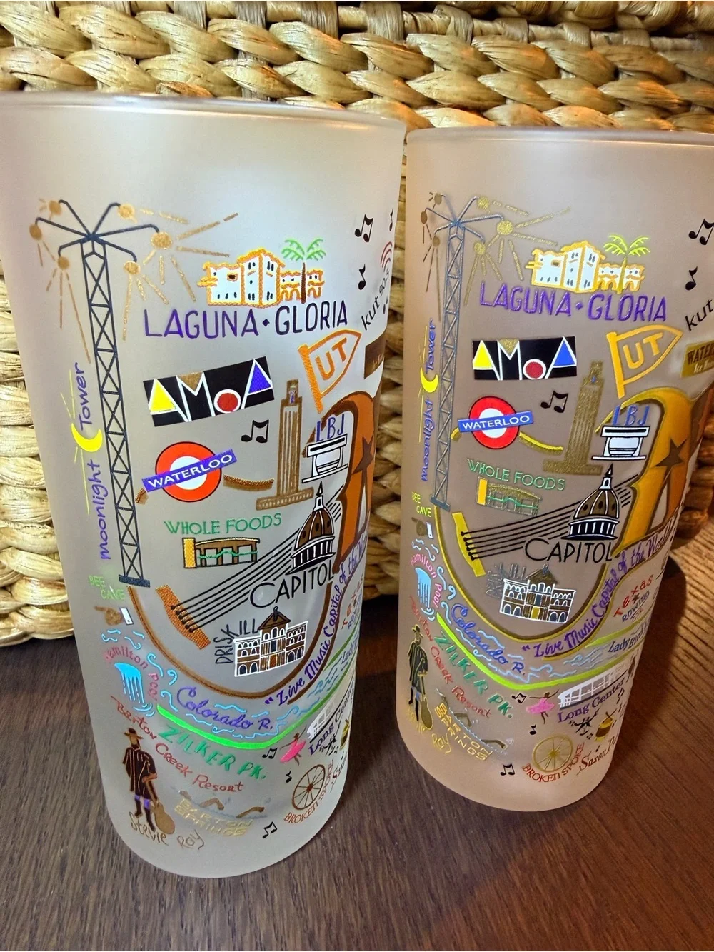 Austin Souvenir Frosted Glass Tumblers